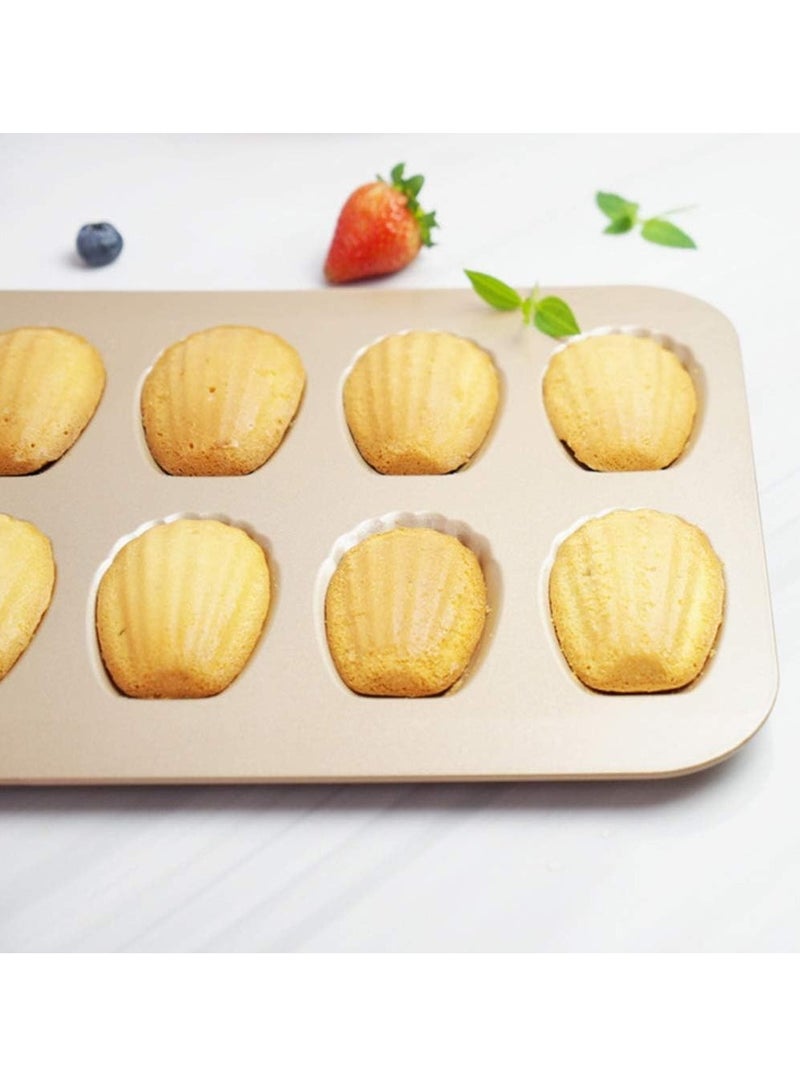 Nonstick Madeleine Pan 2 Pack 12-Cavity Heavy Duty Madeleine Cookies Trays for Oven Baking - Image 1
