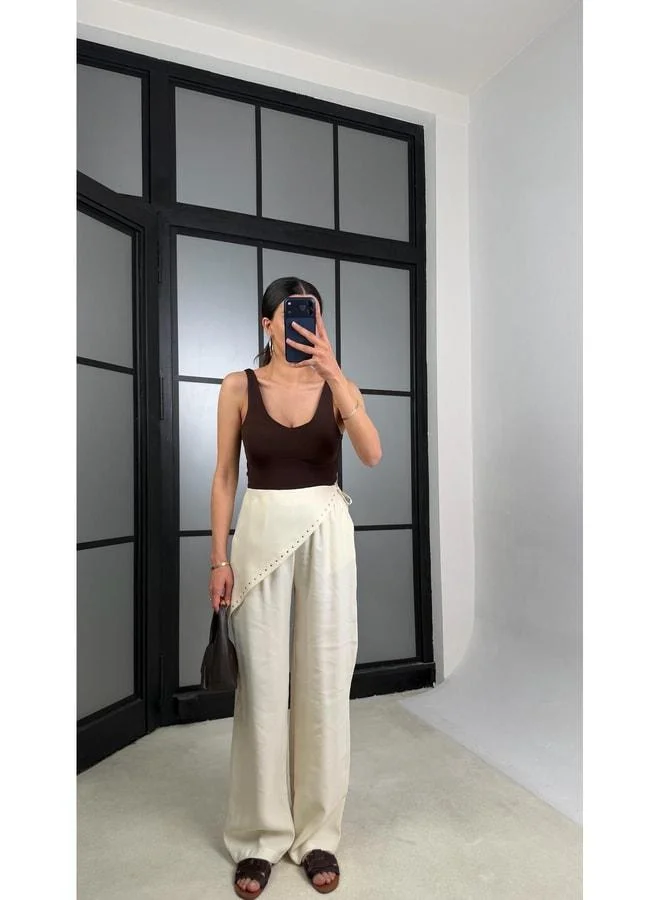 GAUS Cream Bandana Detailed Tencel Pants GAUS-01424.
