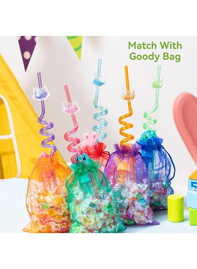 6 Colors Glitter Cat Straws, Reusable Spiral Drinking Straws with Detachable Kitty Charms Party Supplies for Kids & Adults - Image 5