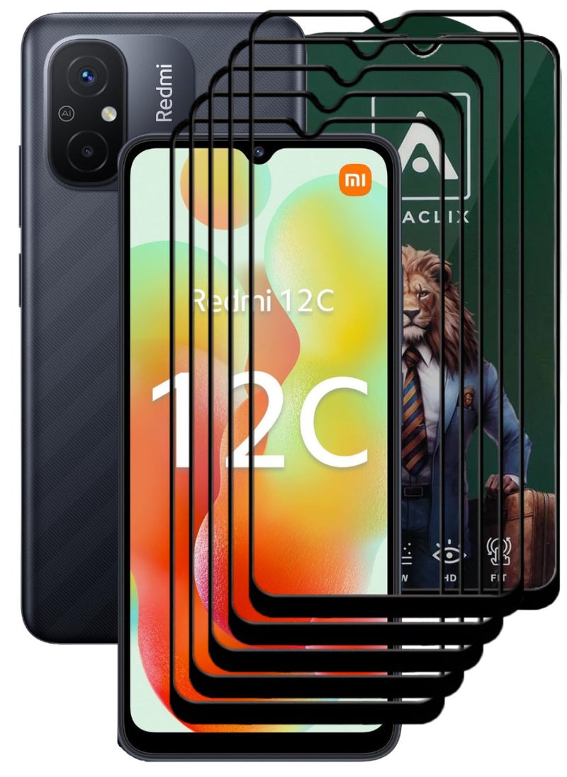 ACLIX 5 Pieces Antistatic ESD Dustproof Premium Quality High Definition Tempered Glass Screen Protector Designed For Xiaomi Redmi 12C - Image 1