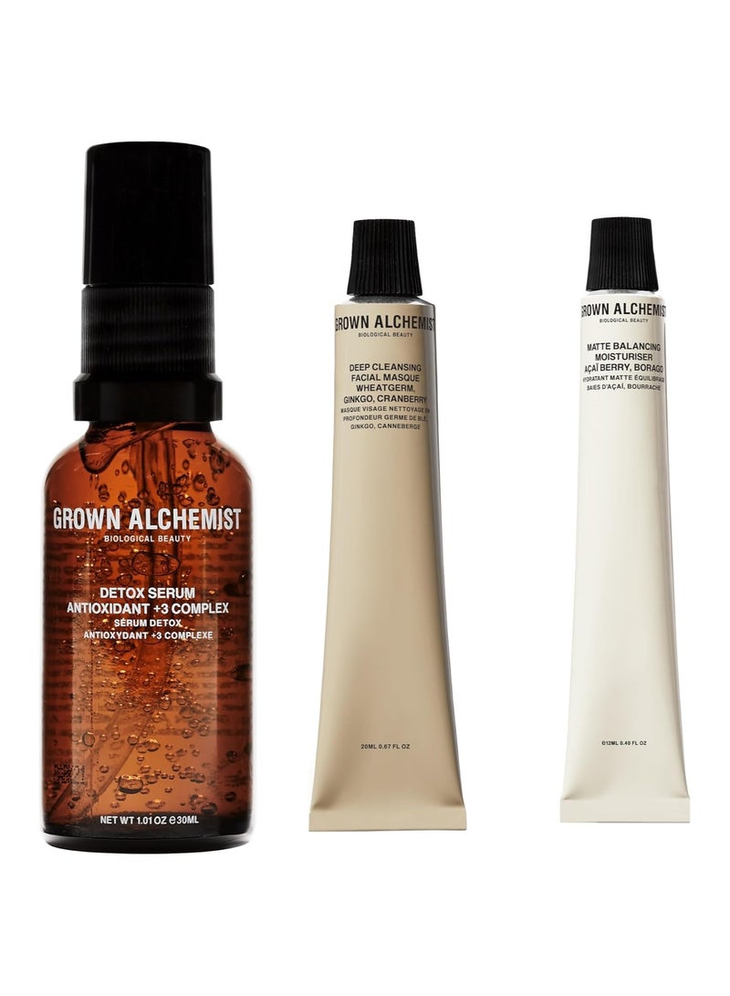 مجموعة العناية بالبشرة الأساسية للتخلص من السموم  مجموعة هدايا حصرية للعناية بالبشرة سيروم نياكيناميد ديتوكس للوجه 30 مل مرطب ومغذي غير لامع 12 مل قناع وجه لتنظيف عميق 20 مل - Image 1