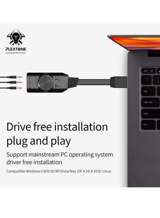 Plextone GS3 Mark II Virtual 7.1 Channel USB Sound Card Adapter Microphone and Stereo Sound Card Converter with Dual 3.5mm Headphone Jack, Including PUBG and League of Legends Sound Effects - view 5