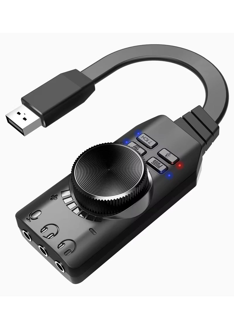 Plextone Plextone GS3 Mark II Virtual 7.1 Channel USB Sound Card Adapter Microphone and Stereo Sound Card Converter with Dual 3.5mm Headphone Jack, Including PUBG and League of Legends Sound Effects  - Image 1