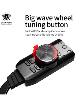 Plextone GS3 Mark II Virtual 7.1 Channel USB Sound Card Adapter Microphone and Stereo Sound Card Converter with Dual 3.5mm Headphone Jack, Including PUBG and League of Legends Sound Effects - view 3