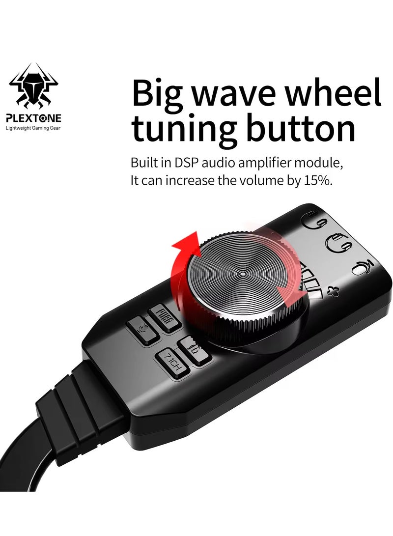 Plextone Plextone GS3 Mark II Virtual 7.1 Channel USB Sound Card Adapter Microphone and Stereo Sound Card Converter with Dual 3.5mm Headphone Jack, Including PUBG and League of Legends Sound Effects  - Image 3