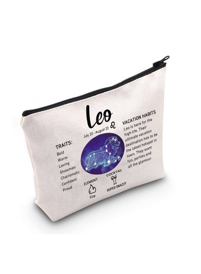 LEVLO 12 Constellation Travel Toiletry Bags 12 Zodiac Cosmetic Makeup Bag Christmas Mother's Day Birthday Gifts(Leo) - Image 1