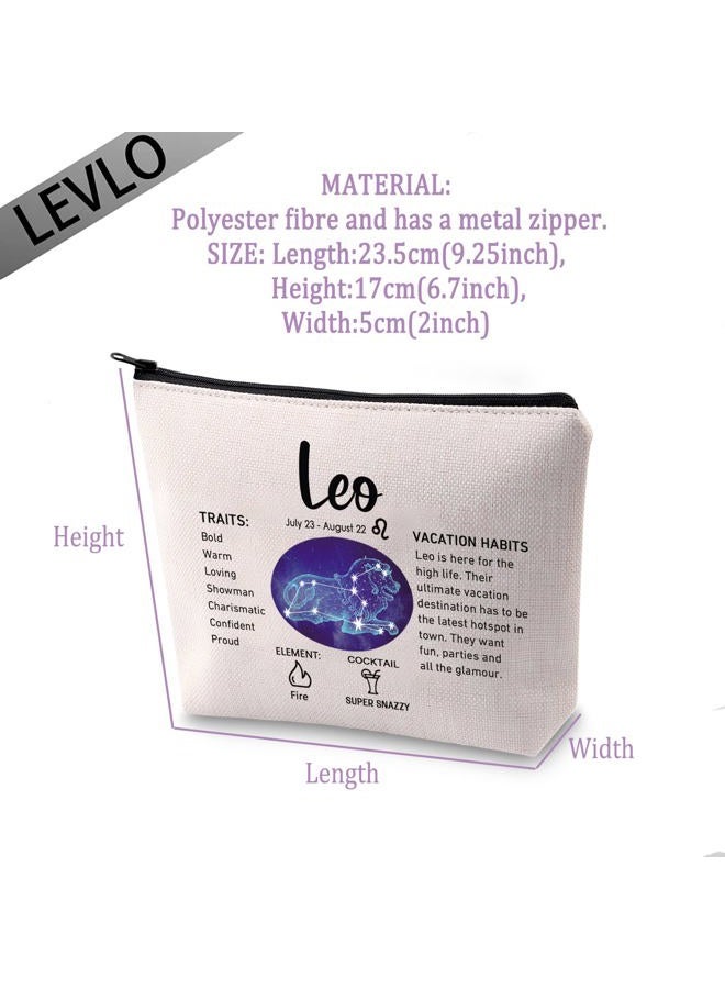 LEVLO 12 Constellation Travel Toiletry Bags 12 Zodiac Cosmetic Makeup Bag Christmas Mother's Day Birthday Gifts(Leo) - Image 2