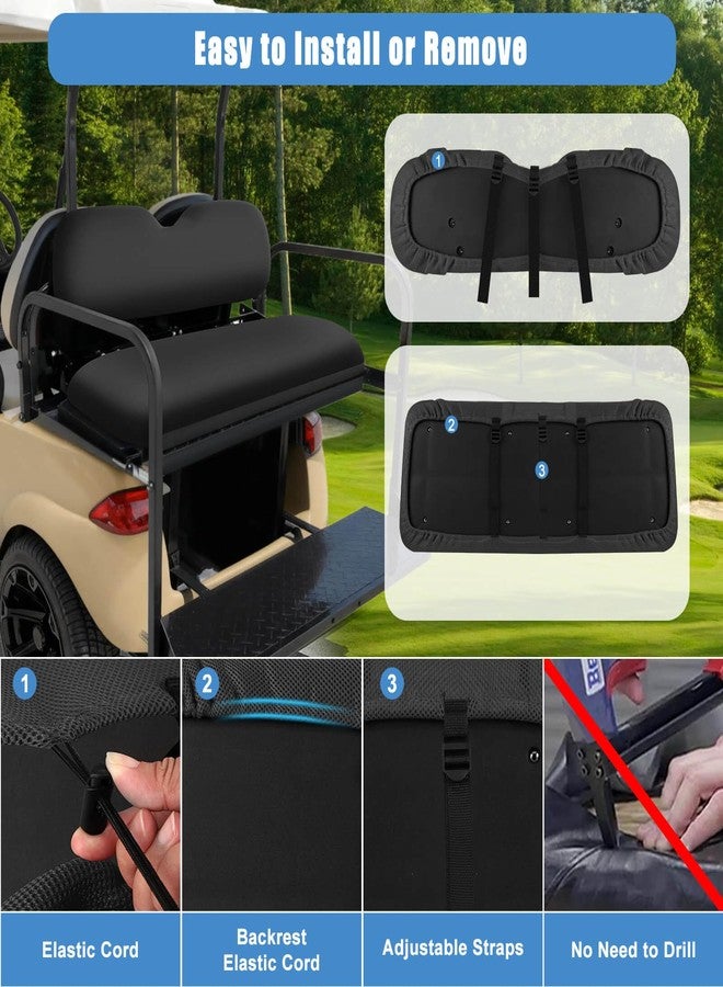 MOSNAI Golf Cart Rear Seat Covers Set for EZGO Club Car Yamaha Aftermarket Rear Seat Cushion, Durable Breathable Bench Seat Covers Washable Polyester Mesh Cloth Without Logo, Black - Image 5