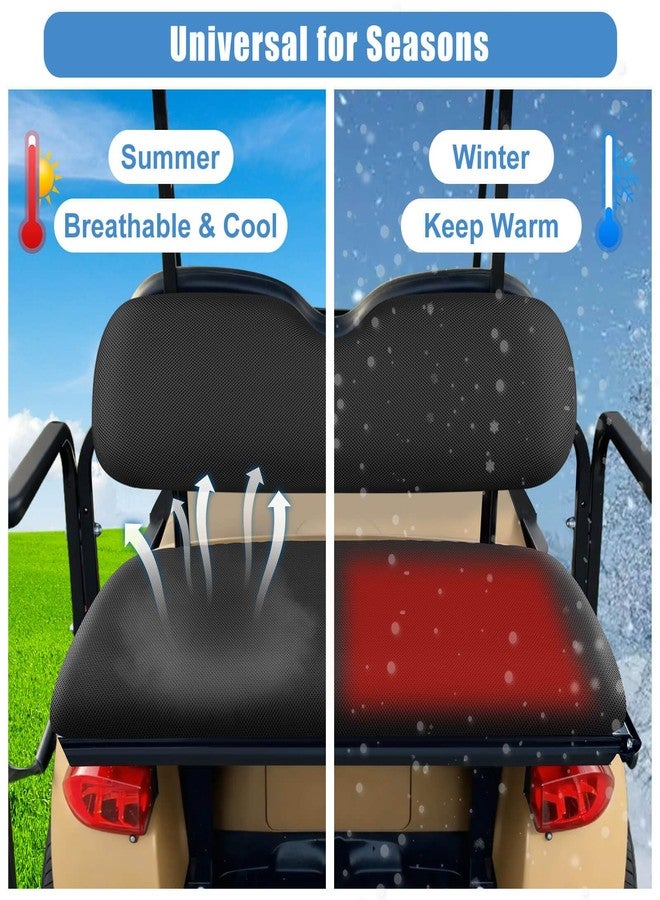 MOSNAI Golf Cart Rear Seat Covers Set for EZGO Club Car Yamaha Aftermarket Rear Seat Cushion, Durable Breathable Bench Seat Covers Washable Polyester Mesh Cloth Without Logo, Black - Image 4
