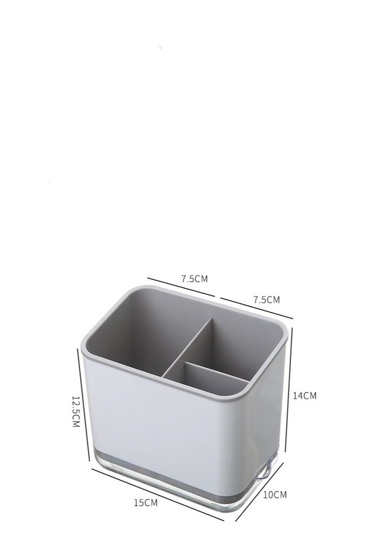 HOMESTAR Multi-Functional Chopsticks Cage - 3 Compartment Kitchen Cutlery Organizer With Drain Tray, Cutlery Storage Box, Dish Drying Rack For Chopsticks Spoons Forks, Tableware Storage Box, Grey 15*14*10cm - Image 4