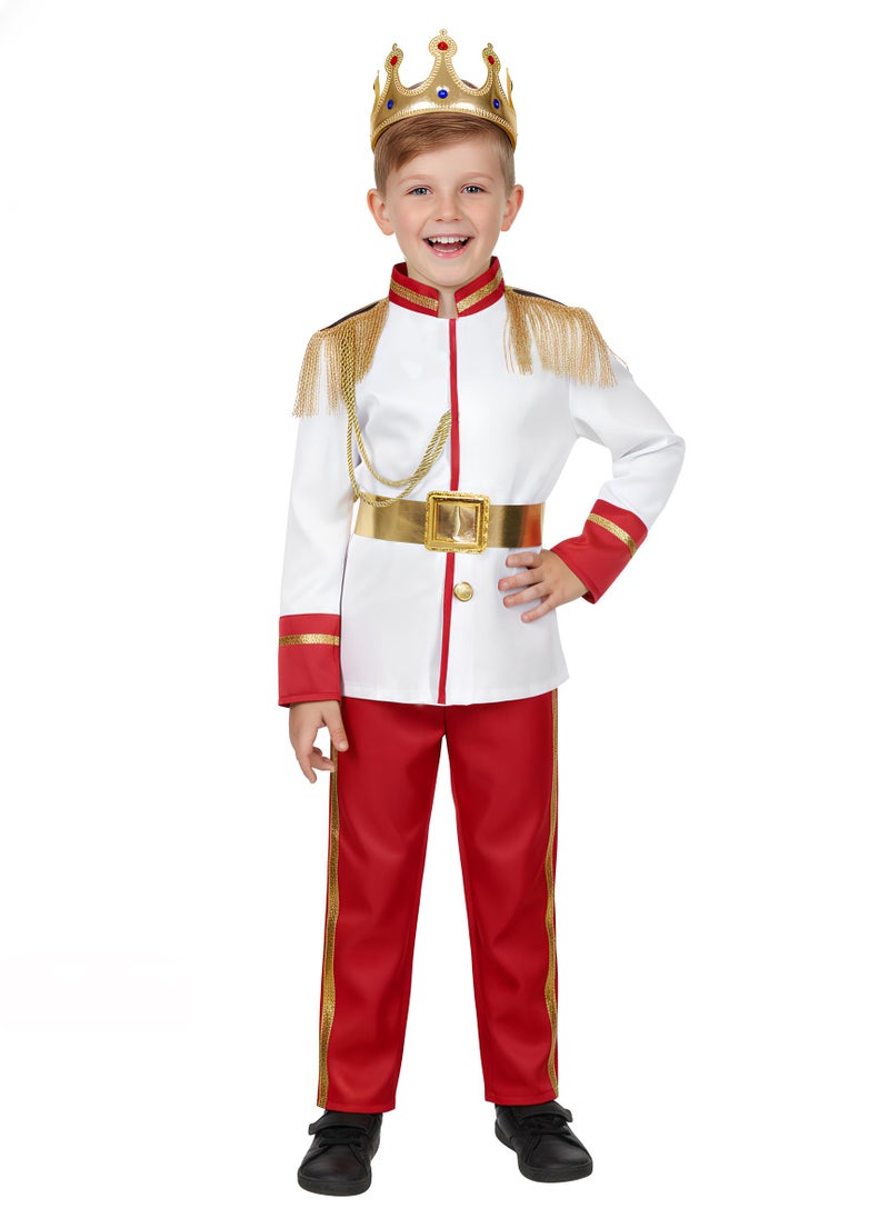 Dormstop Boys Prince Charming Costume Kids Royal Prince Dress Up for Cosplay Fairytale Ball Halloween Birthday Party Outfit (White, 9-10 Years) - Image 1