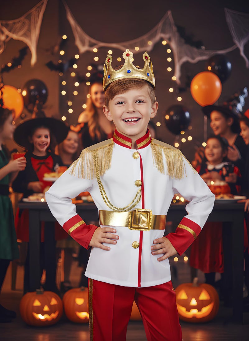 Dormstop Boys Prince Charming Costume Kids Royal Prince Dress Up for Cosplay Fairytale Ball Halloween Birthday Party Outfit (White, 9-10 Years) - Image 3