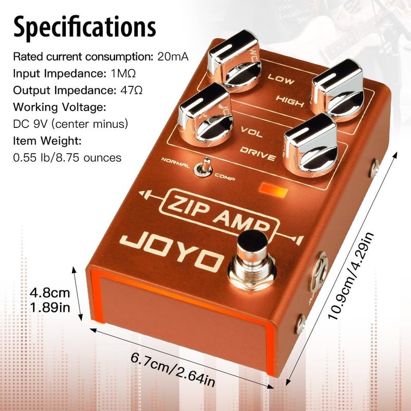 جويو دواسة زيادة الإشارة JOYO R-04 زيب أمب من سلسلة R، نغمة ضغط روك مع كسب COMP لتأثير الجيتار الكهربائي (زيب أمب R-04) - Image 4