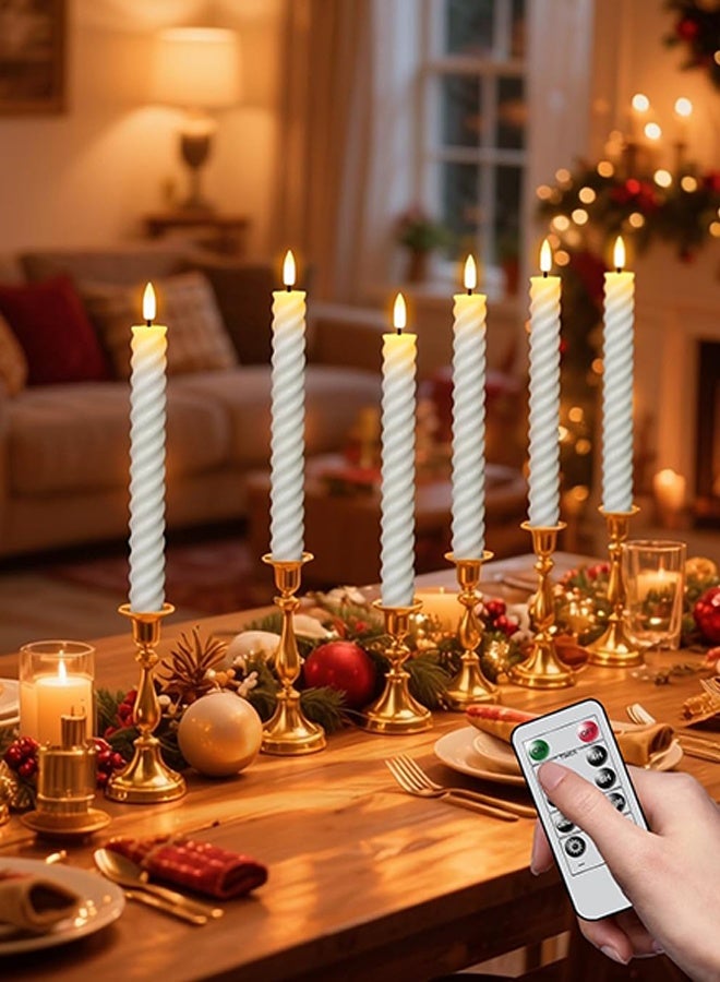 Sweet Life Spiral Flameless Taper Candles with Remote Timer, Real Wax Battery Operated Taper Candles Flickering, LED Candlesticks with Realistic 3D Wick for Wedding Home Decor (Ivory, Set of 4) - Image 5