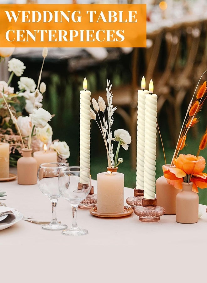 Sweet Life Spiral Flameless Taper Candles with Remote Timer, Real Wax Battery Operated Taper Candles Flickering, LED Candlesticks with Realistic 3D Wick for Wedding Home Decor (Ivory, Set of 4) - Image 3