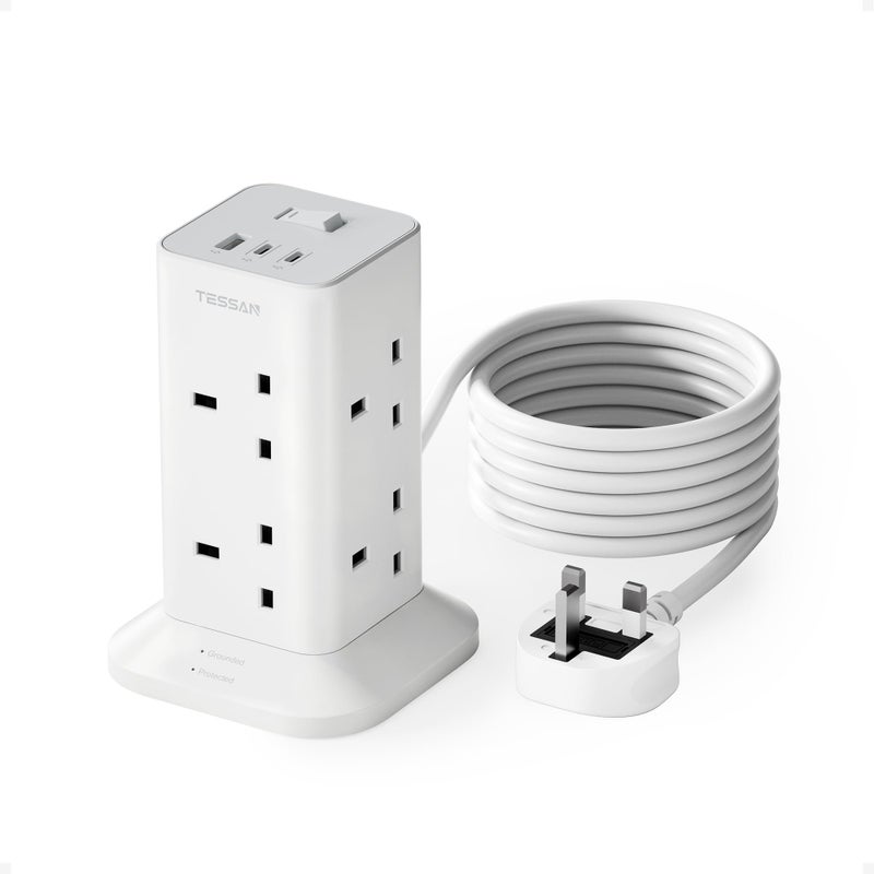 تيسان TESSAN Tower Extension Lead 5M with 2 USB C Slots - Image 1
