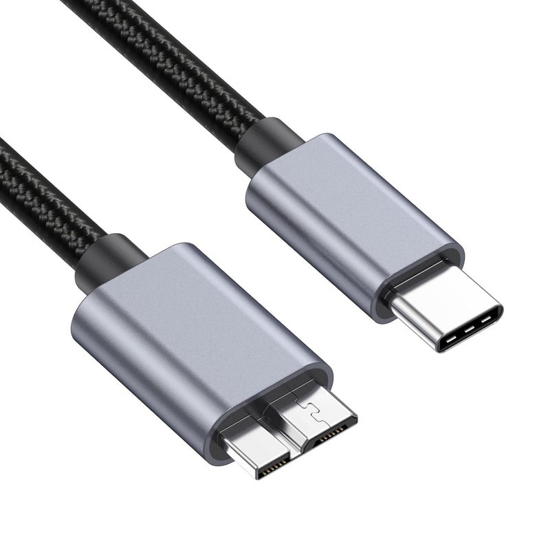 كابل USB C إلى Micro B، سرعة 10 جيجابت في الثانية، كابل مضفر لمحرك الأقراص الصلبة الخارجي USB Type C إلى Micro B متوافق مع Seagate WD Westgate My Passport، جهاز لوحي (أسود، 0.5 متر/1.64 قدم) - Image 2