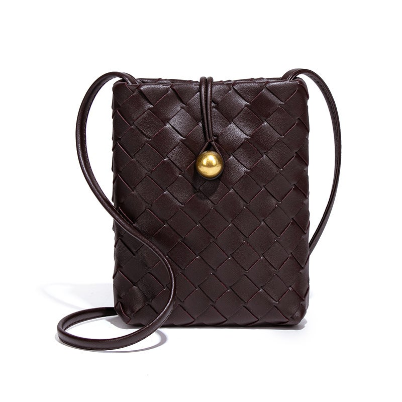 Fashion Mini Vertical Woven Mobile Phone Bag Retro All-Match Crossbody Coin Purse Niche Texturistic Fashionable Shoulder Bag For Women - Image 1