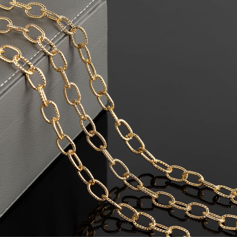 Youbeiyee 16.4 Feet Gold Plated Chain For Jewelry Making Embossed Oval Link Chain Lightweight Aluminum Necklace Bracelet Chain For Men And Women Diy Craft Chain Roll - Image 4