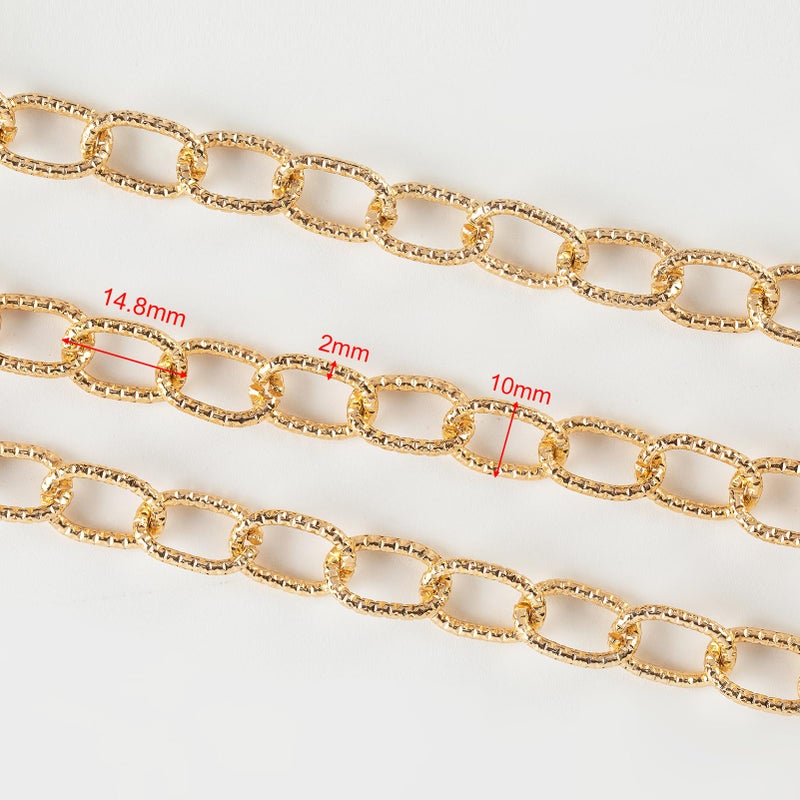 Youbeiyee 16.4 Feet Gold Plated Chain For Jewelry Making Embossed Oval Link Chain Lightweight Aluminum Necklace Bracelet Chain For Men And Women Diy Craft Chain Roll - Image 3