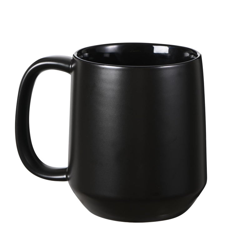 Miicol Ceramic Coffee Mug, 16 oz Large Coffee Cup, Tea Mug with Handle, Flat Bottom Mug for Men, Women, Office, Microwave and Dishwasher Safe, Multi-Color, Black - Image 1