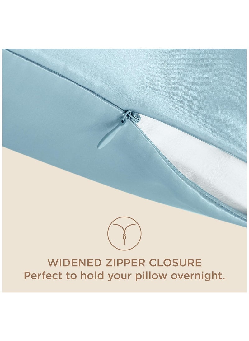 Taizz Ventures 2 Pack Satin Pillowcases for Hair and Skin, Includes Eye Mask and Hair Tie, Luxurious, Soft, and Skin-Friendly, Blue- Queen Size 30x20 Inch  - Image 4