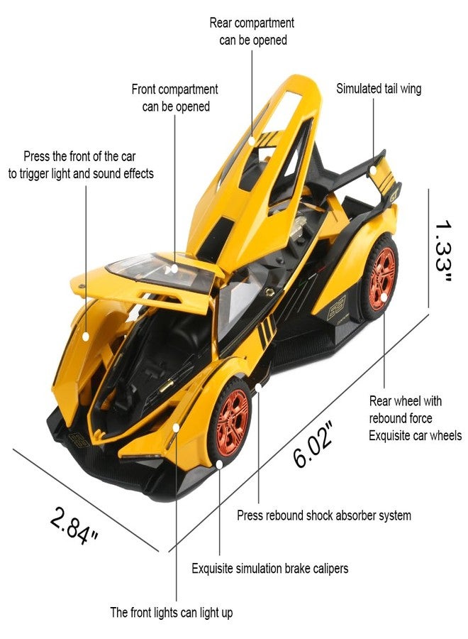 chengchuang Diecast Toy Car Lambo V12 Sports Car Model,Zinc Alloy Simulation Casting Pull Back Vehicles,1:32 Scale Mini Electronic Supercar Toys with Lights and Music for Toddlers Kids Children Gift - Image 2