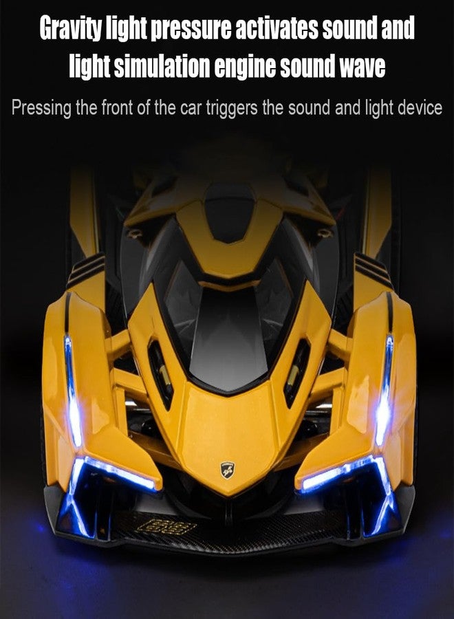 chengchuang Diecast Toy Car Lambo V12 Sports Car Model,Zinc Alloy Simulation Casting Pull Back Vehicles,1:32 Scale Mini Electronic Supercar Toys with Lights and Music for Toddlers Kids Children Gift - Image 4