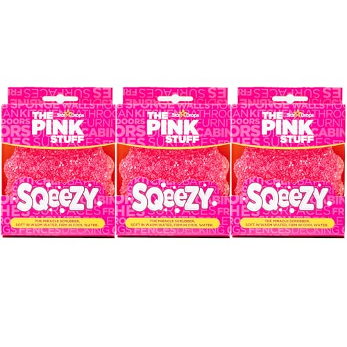 Stardrops – The Pink Stuff – SQeeZY Miracle Scrubber Sponge, Scratch Free Solution for Ultimate Home Cleaning - Perfect for Kitchens, Bathrooms, and Outdoor Use, 3-Pack - Image 1