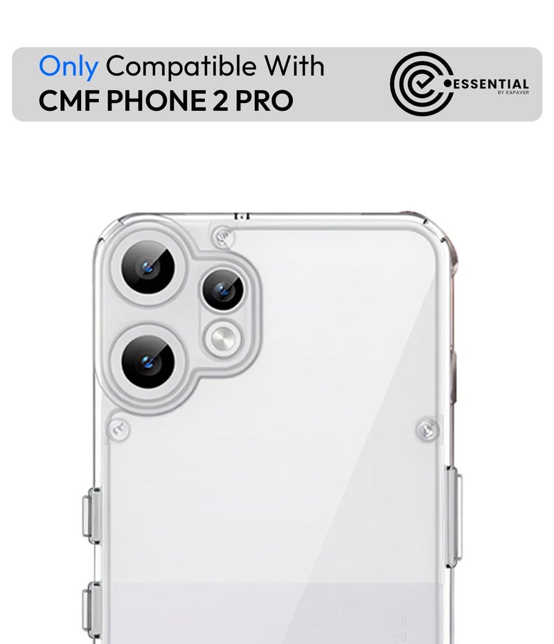 KAPAVER Essential Back Cover Case Compatible with CMF Phone 2 Pro (PC+TPU) (Clear) - Image 2