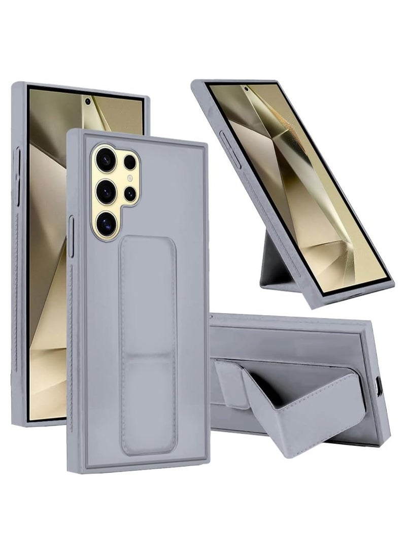 حافظة لهاتف سامسونج جالاكسي S25 الترا بحامل خلفي حامل سيارة مغناطيسي ناعم من السيليكون غطاء مسند أفقي ورأسي حزام معصم لهاتف جالاكسي S25 الترا - Image 1