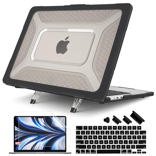 Batianda Extreme Heavy Duty Case for New MacBook Air 13.6 inch 2026 M5 2025 M4 2024 M3 2022 Release - Anti-Slip Rubberized Stand (Holds 25lbs) Honeycomb Exoskeleton Max Cooling & Stability - Black - Image 1