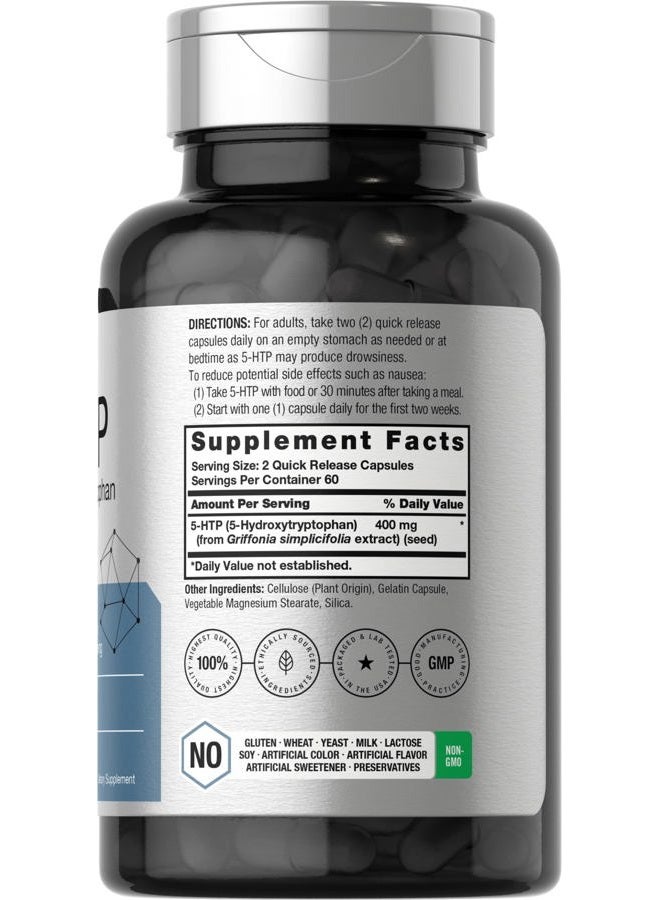Horbäach 5HTP 400mg Capsules | 120 Count | Extra Strength Supplement | Non-GMO, Gluten Free | 5 Hydroxytryptophan - Image 2