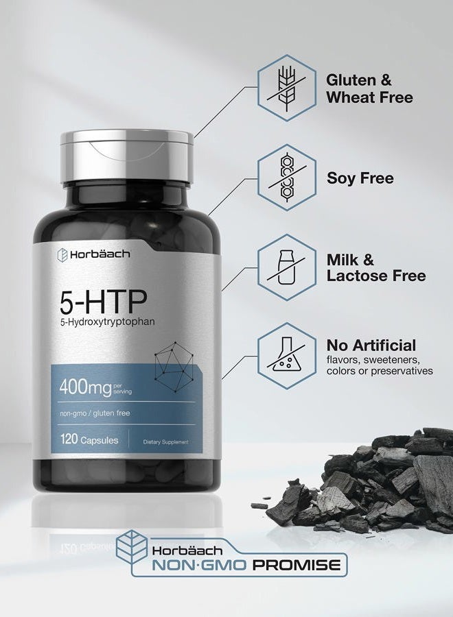 Horbäach 5HTP 400mg Capsules | 120 Count | Extra Strength Supplement | Non-GMO, Gluten Free | 5 Hydroxytryptophan - Image 4