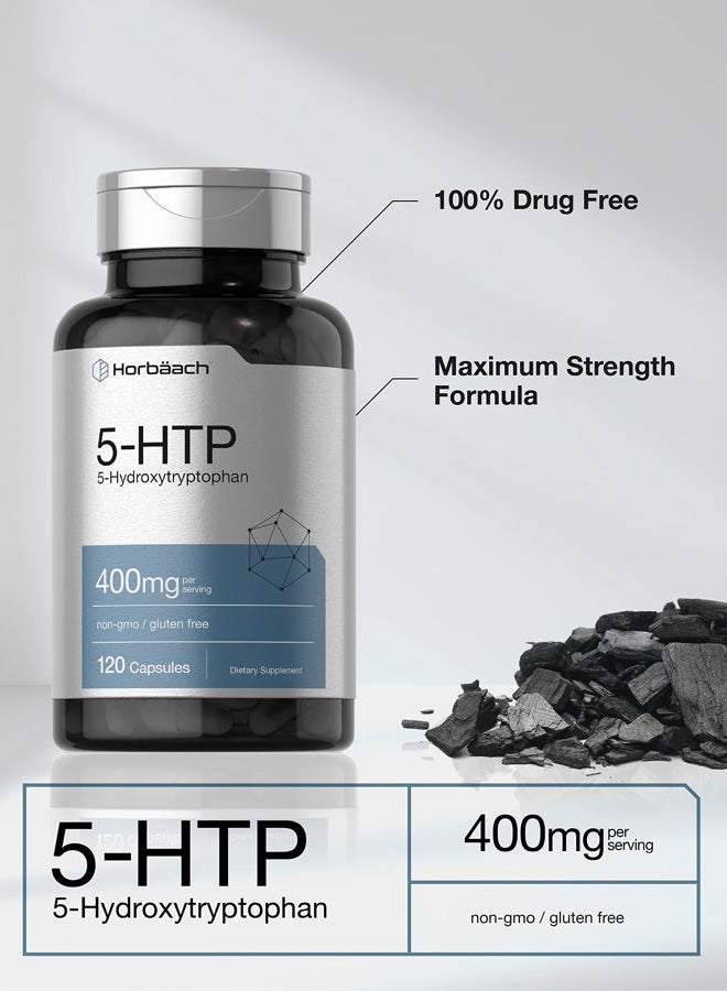 Horbäach 5HTP 400mg Capsules | 120 Count | Extra Strength Supplement | Non-GMO, Gluten Free | 5 Hydroxytryptophan - Image 3