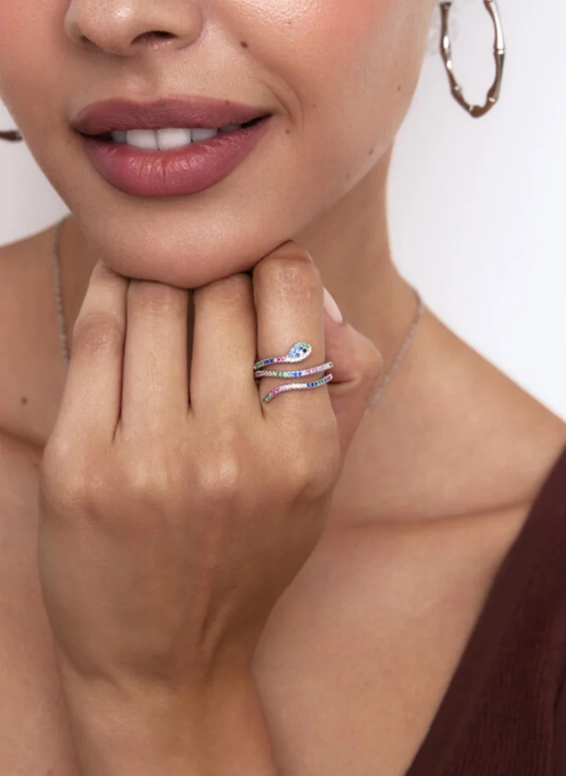 AMIE Dubai  Ring snake w/colorful stones rose gold for Women | Best Price UAE
