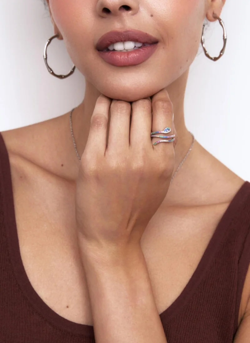 AMIE Dubai  Ring snake w/colorful stones rose gold for Women | Best Price UAE