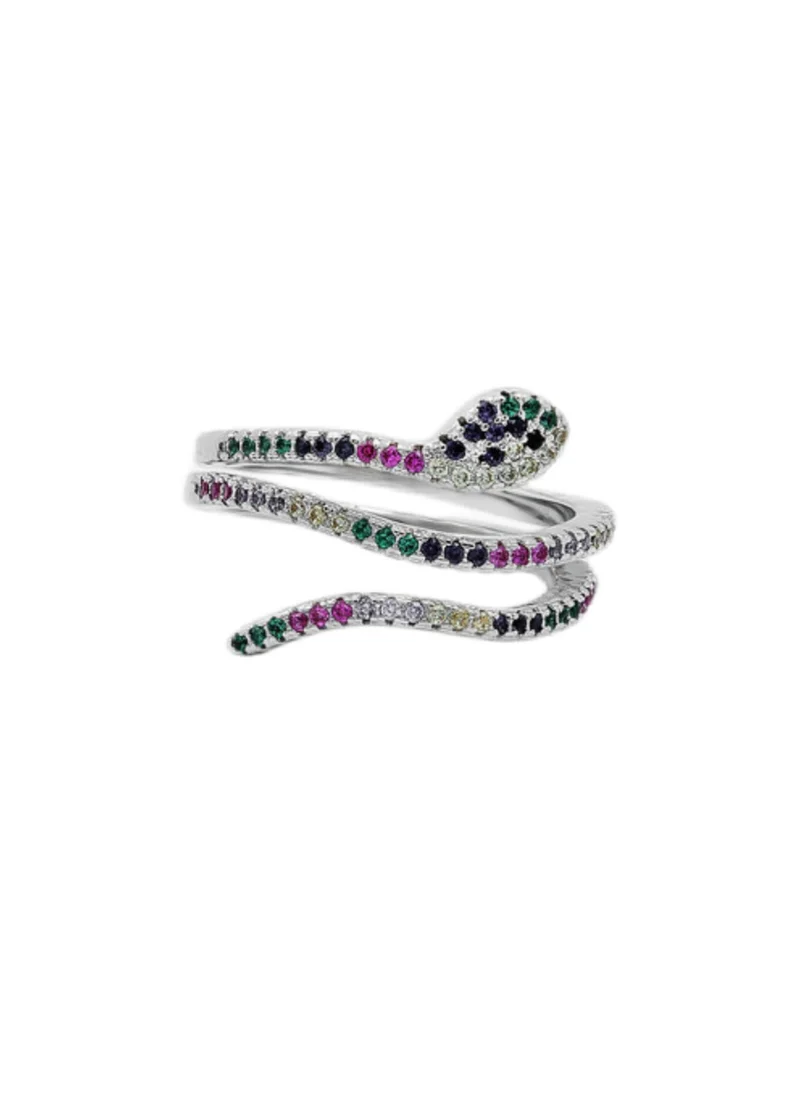 Ring snake w/colorful stones rose gold