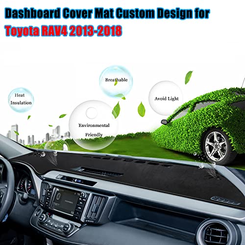 YOFAMO Dashboard Cover Dash Cover Mat Pad Carpet Custom Fit for Toyota RAV4 2013 2014 2015 2016 2017 2018 Accessories Anti-Skid Center Console Protector Cover Mat(Black Edge) - Image 3