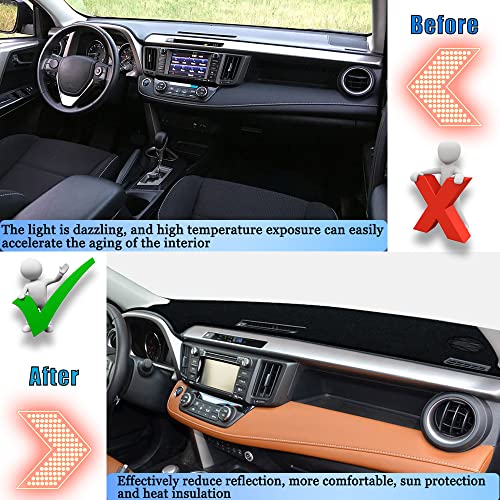 YOFAMO Dashboard Cover Dash Cover Mat Pad Carpet Custom Fit for Toyota RAV4 2013 2014 2015 2016 2017 2018 Accessories Anti-Skid Center Console Protector Cover Mat(Black Edge) - Image 4