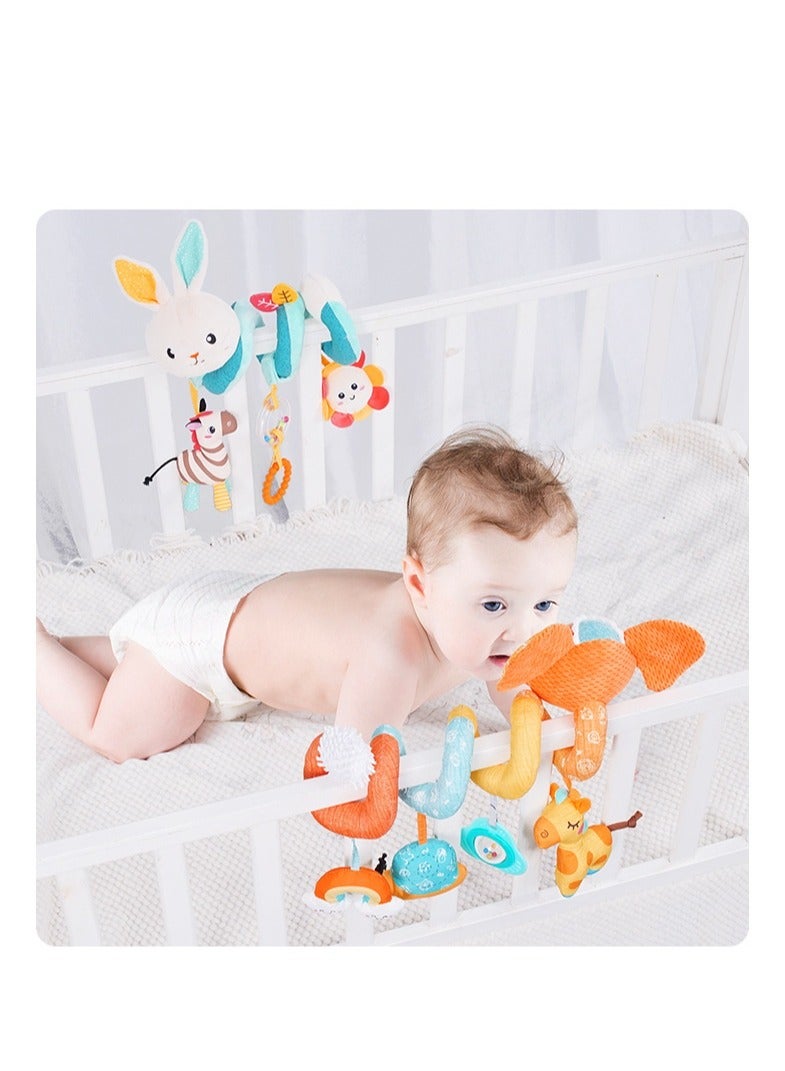 PYEBE ألعاب مقعد السيارة من كوتي، ألعاب قطيفة حلزونية للرضع، ألعاب عربة الأطفال، لعبة نشاط سرير معلق لمقعد السيارة، سرير الأطفال، عربة الأطفال، ألعاب خشخيشة معلقة للأطفال من سن 0 إلى 6 أشهر (أرنب) - Image 4