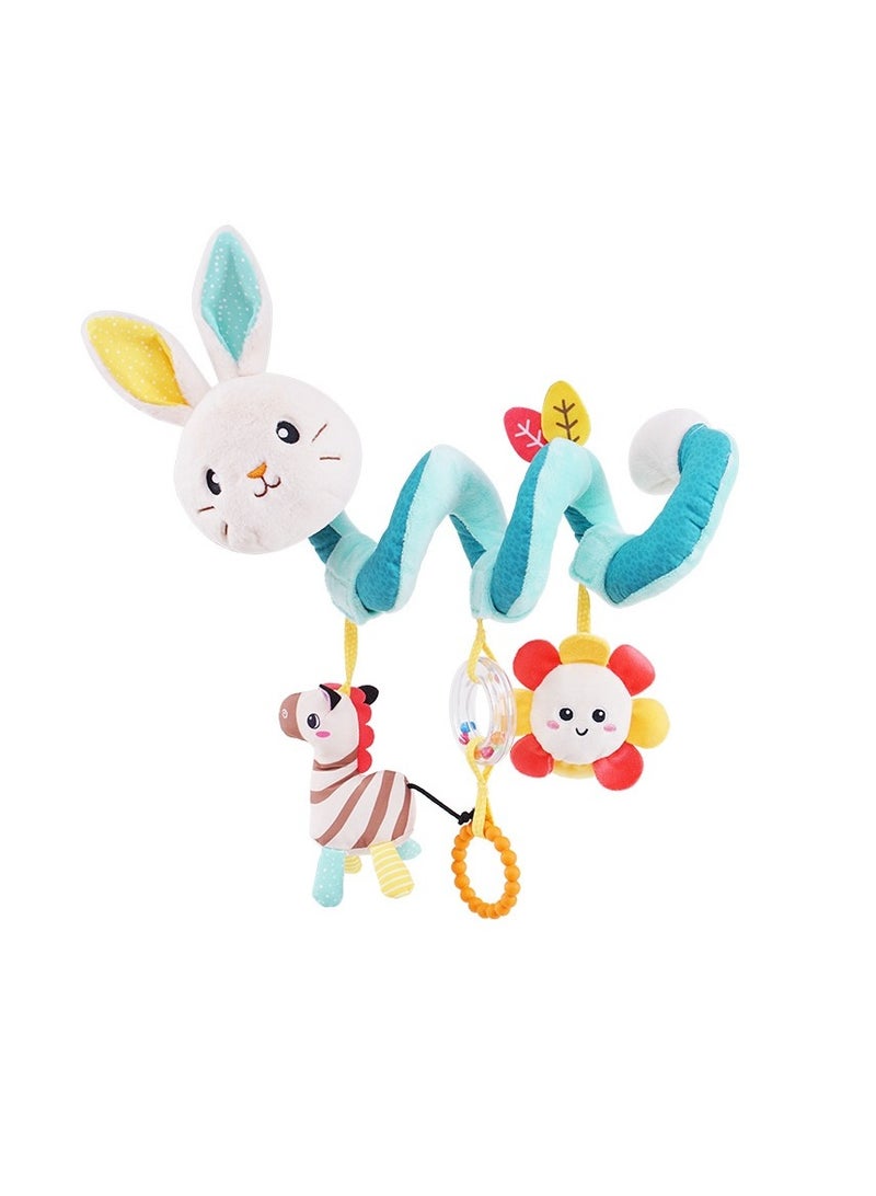 PYEBE ألعاب مقعد السيارة من كوتي، ألعاب قطيفة حلزونية للرضع، ألعاب عربة الأطفال، لعبة نشاط سرير معلق لمقعد السيارة، سرير الأطفال، عربة الأطفال، ألعاب خشخيشة معلقة للأطفال من سن 0 إلى 6 أشهر (أرنب) - Image 3