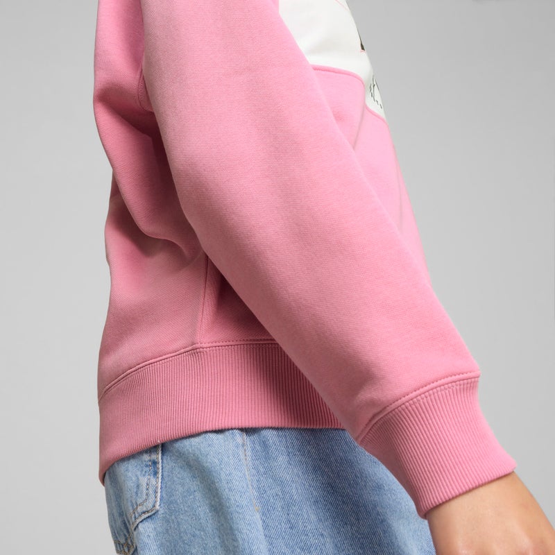 PUMA SQUAD Womens Pink Quarter-Zip Jersey Sweatshirt - Image 5