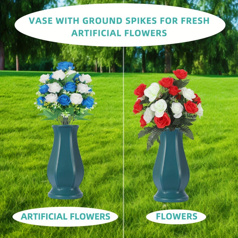White Tombstone Metal Nail Plastic Vase Cemetery Decoration - Image 5