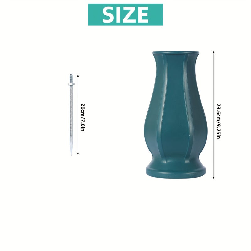 White Tombstone Metal Nail Plastic Vase Cemetery Decoration - Image 3