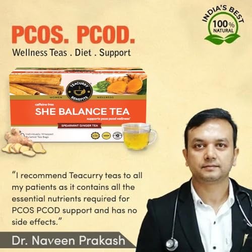 TEACURRY Pcos Tea (1 Month Pack, 30 Tea Bags) - Helps With Hormone, Period And Weight - Pcos Pcod Tea - She Balance Ginger Tea, 60 Gms - Image 2