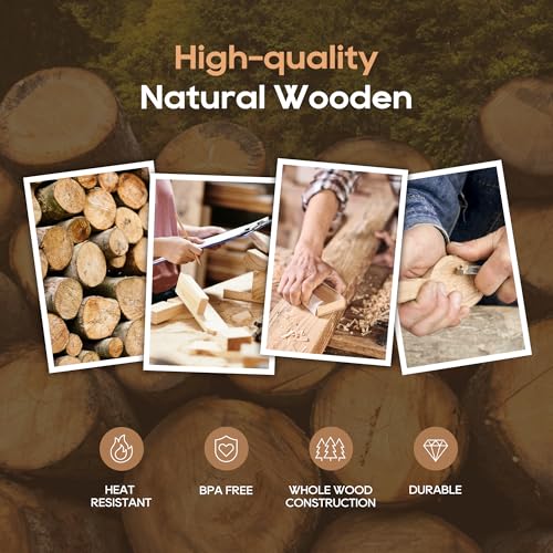 KLYRO 5 PCS Wooden Spatula Set, Natural Teak Wooden Spoons for Cooking, Nonstick Cookware Safe Kitchen Utensils Set, Durable & Elegant Cooking Utensils Gift Set - Image 2