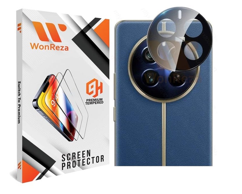 WonReza حماية زجاج الكاميرا الخلفية لهاتف Realme 12 Pro/Realme 12 Pro Plus 5G [3D بريميوم] واقي عدسة الكاميرا (أسود) - Image 1