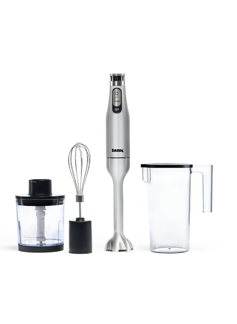 Tank Hand Blender with 1000ml BPA Free Beaker & 500ml Chopper & Whisk, 6 Speed Control + Turbo, 1200 Watts, Black, CM-6004