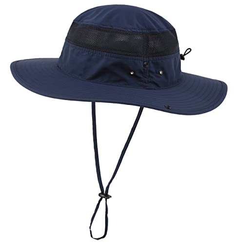 Connectyle Outdoor Mesh Sun Hat Wide Brim Sun Protection Hat Summer Fishing Hunting Hiking Gardenig Hat Navy Blue - Image 1